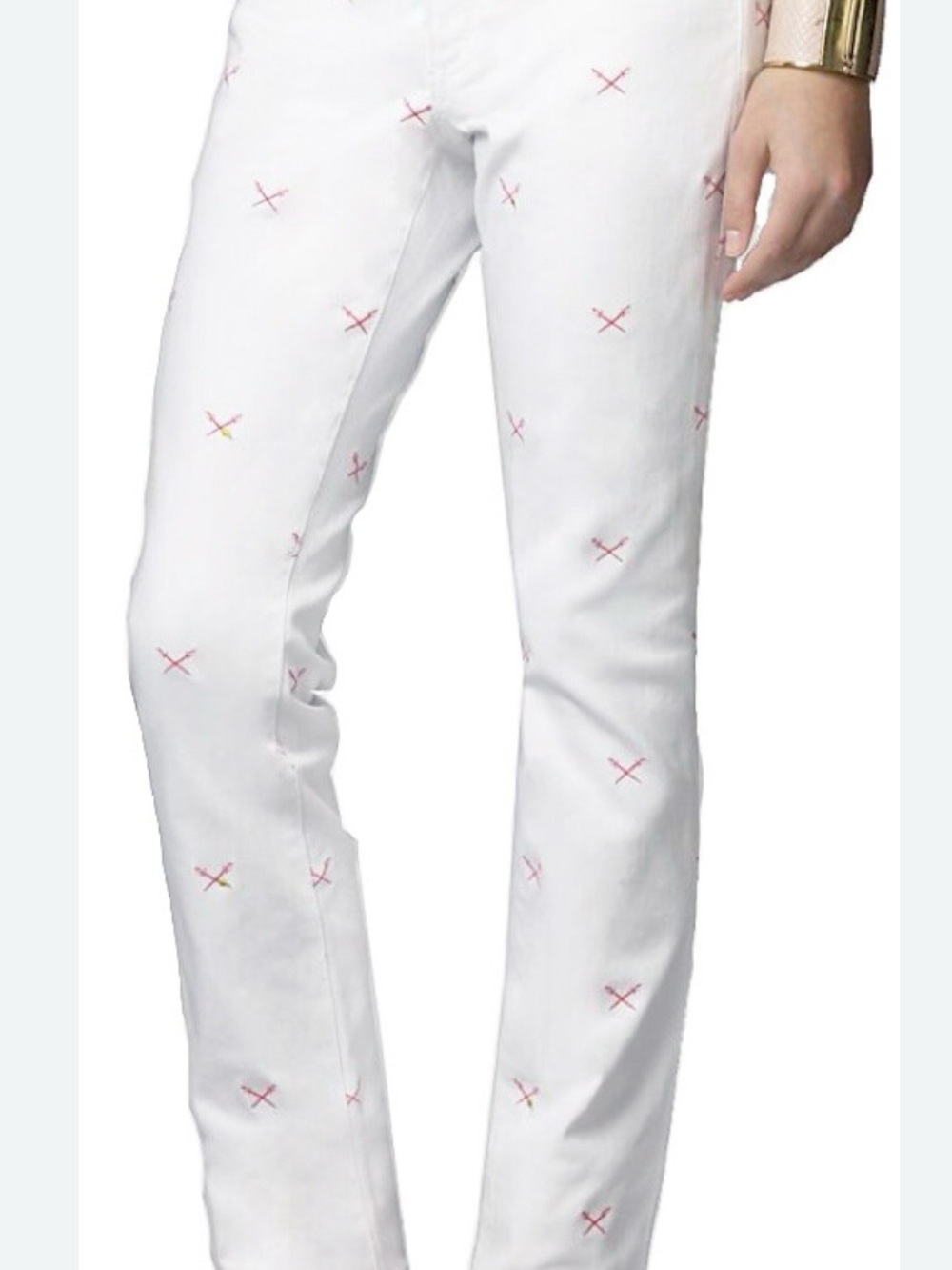 Lilly Pulitzer Women's Aida Martini Sword Fight Embroidered Stretch Jeans Sz 2